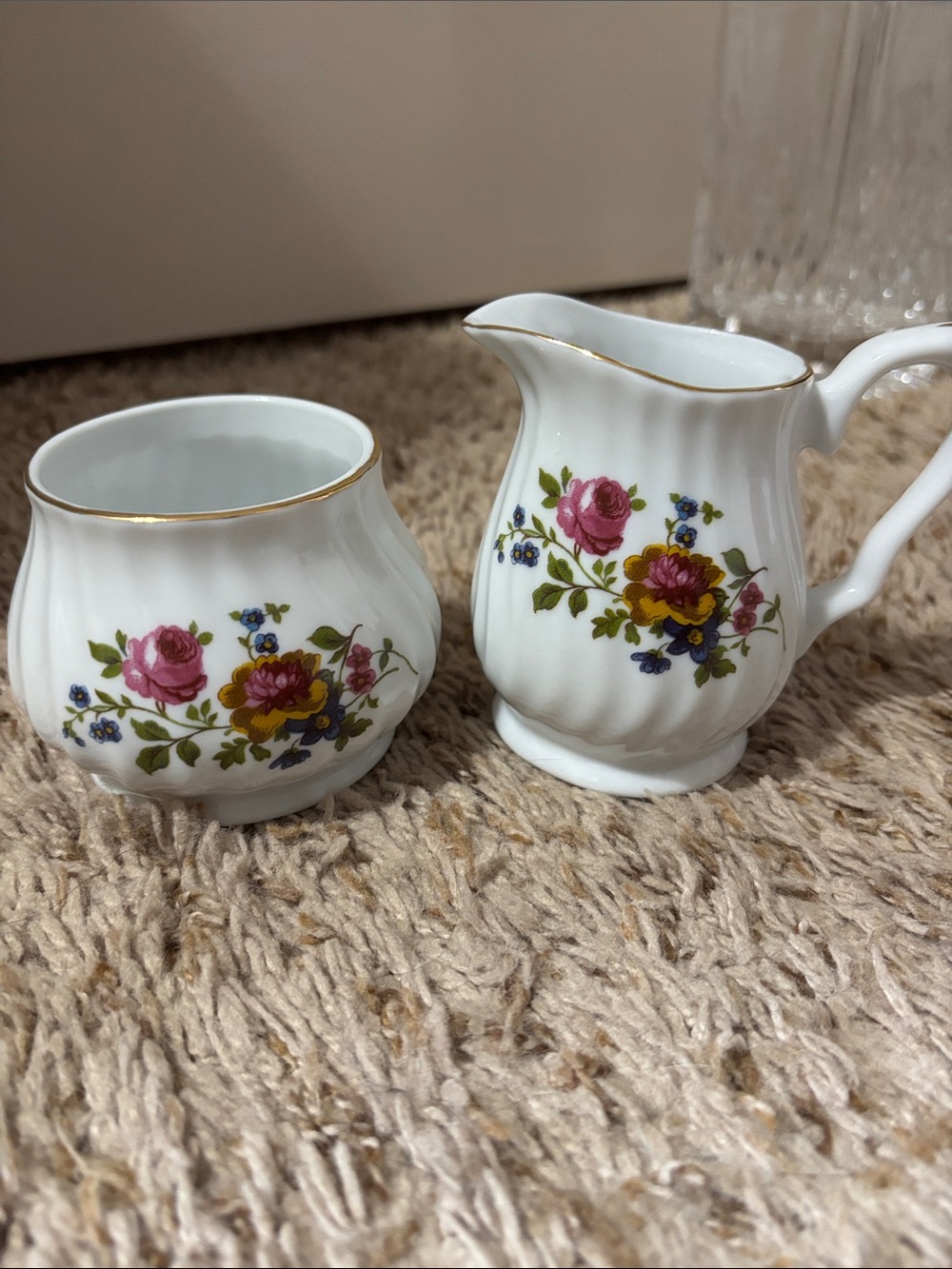 Royal Worcester "Roanoke White"  cream and sugar set.